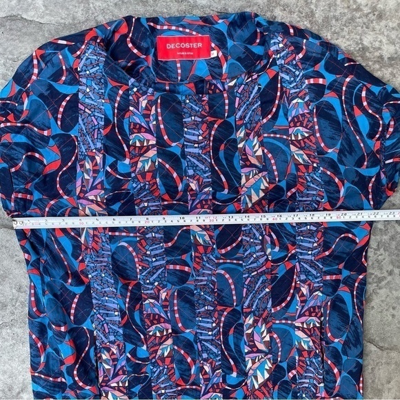 DECOSTER  cotton Abstract  print Blue  Red dress size 38 ( M ) - Picture 5 of 9